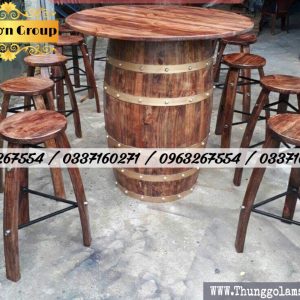 Bàn ghế thùng rượu gỗ sồi